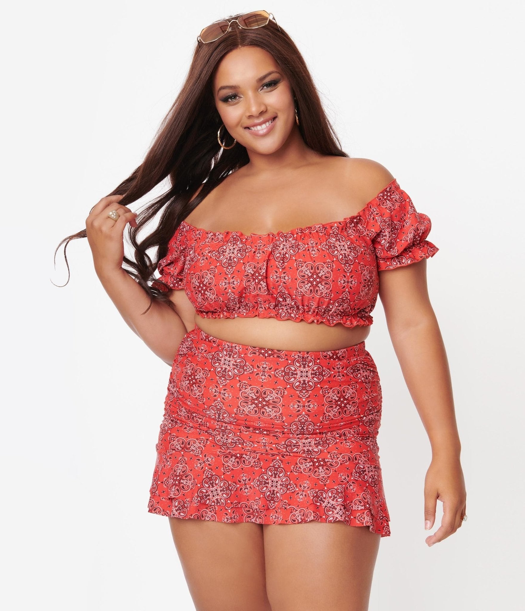 Plus size on sale red swim skirt