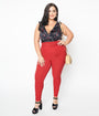 Unique Vintage Plus Size Red Belted Rizzo Pants
