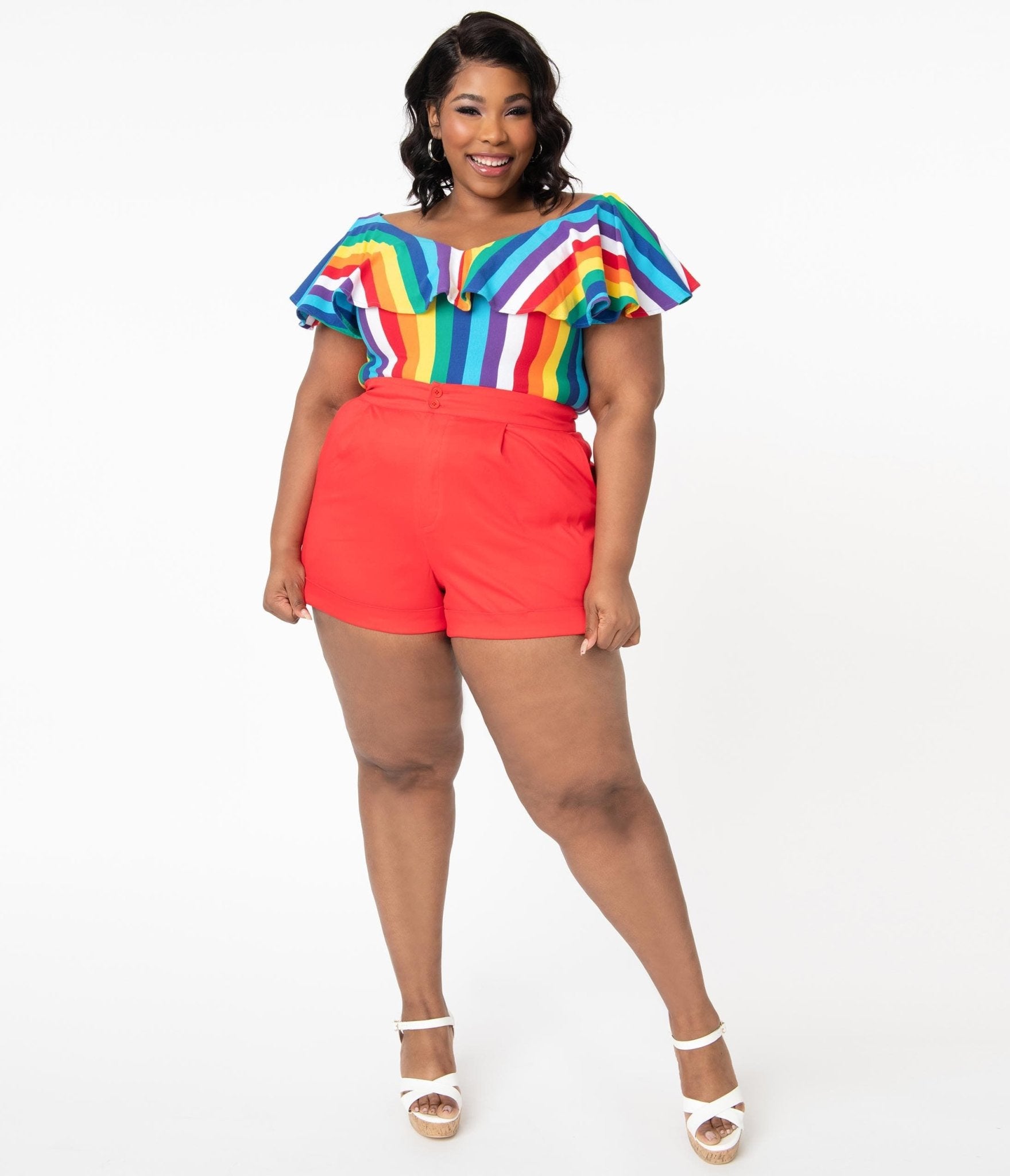 Plus size store red shorts