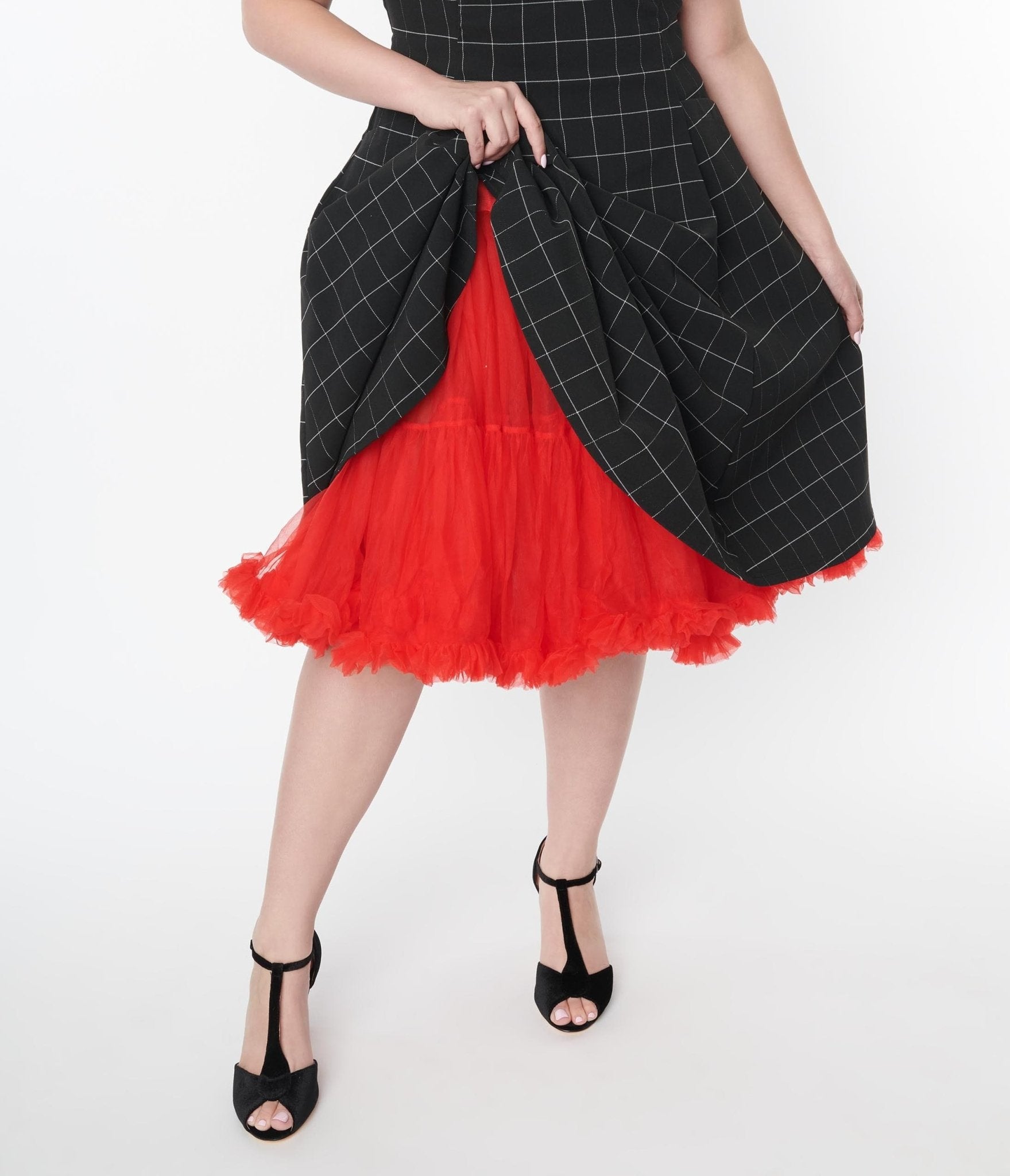 Unique Vintage Plus Size Red Retro Style Ruffled Petticoat - Unique Vintage - Womens, ACCESSORIES, PETTICOATS