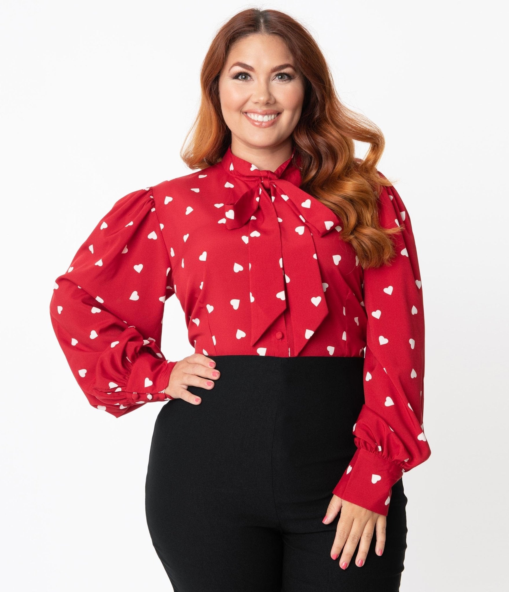 Red and white polka dot shirt plus size clearance