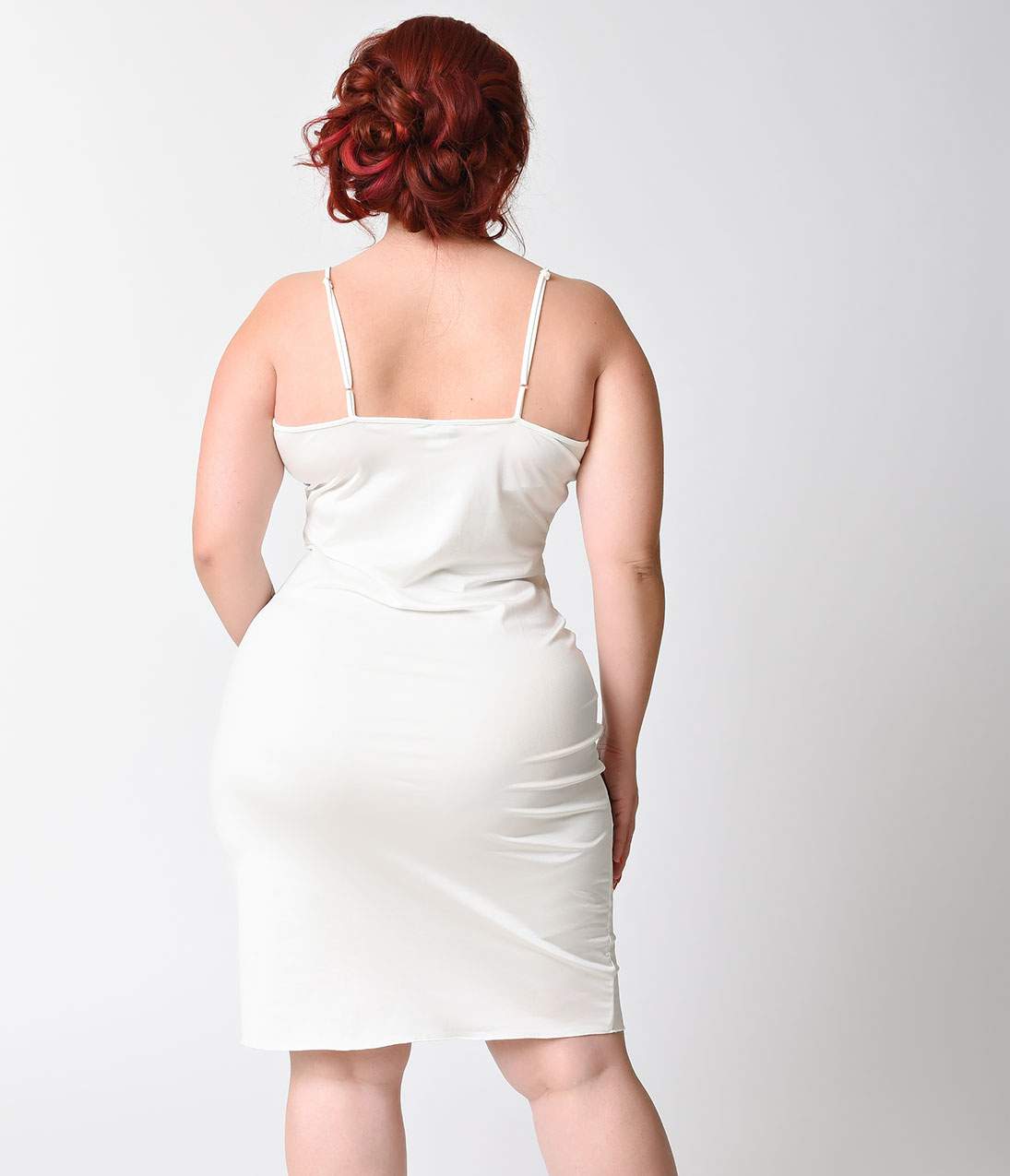 Unique Vintage Plus Size Short White Stretch Slip - Unique Vintage - Womens, ACCESSORIES, SLIPS