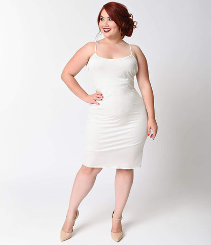 Unique Vintage Plus Size Short White Stretch Slip - Unique Vintage - Womens, ACCESSORIES, SLIPS