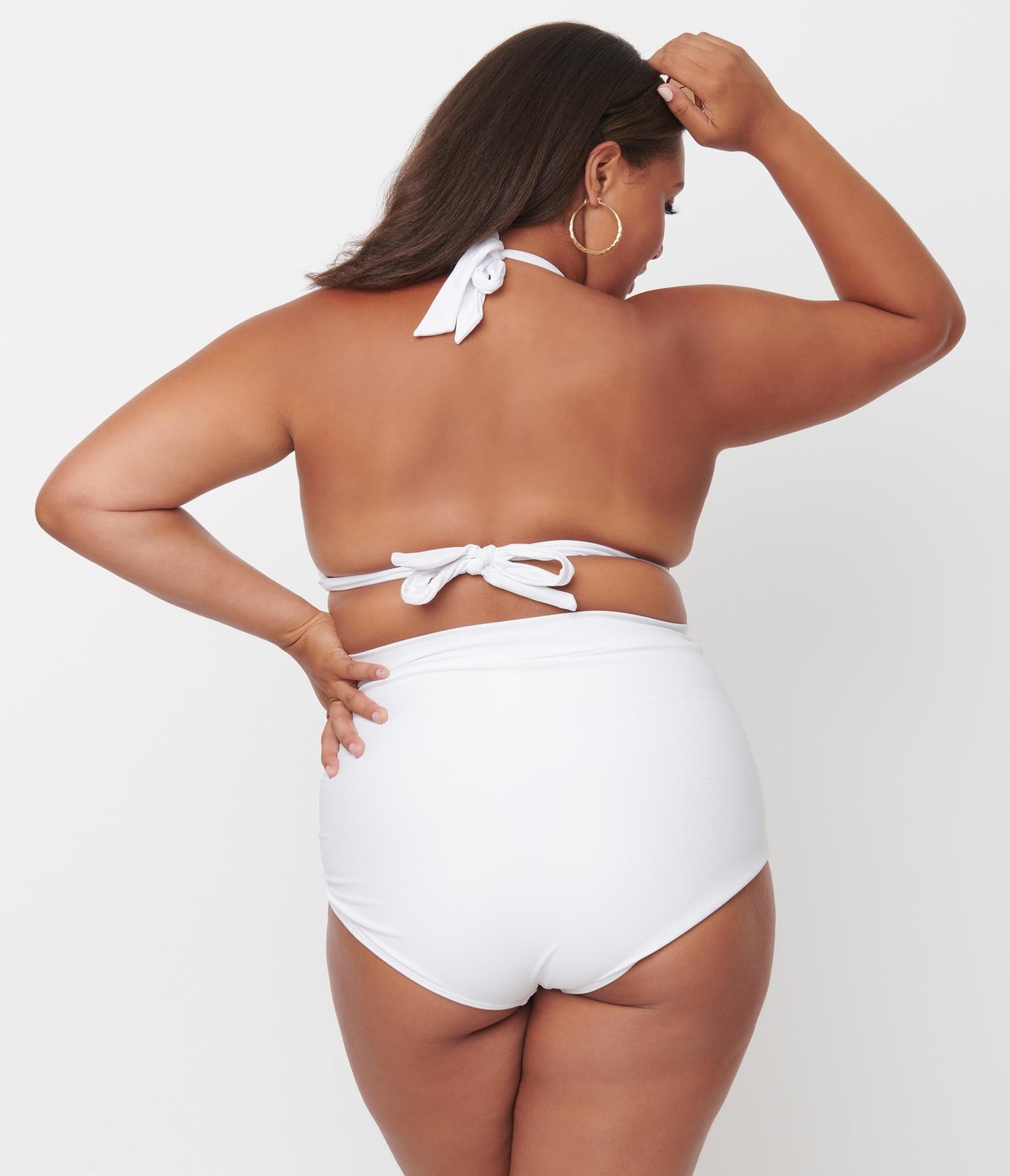 Unique Vintage Plus Size Solid White Monroe Halter Swim Top - Unique Vintage - Womens, SWIM, TOP