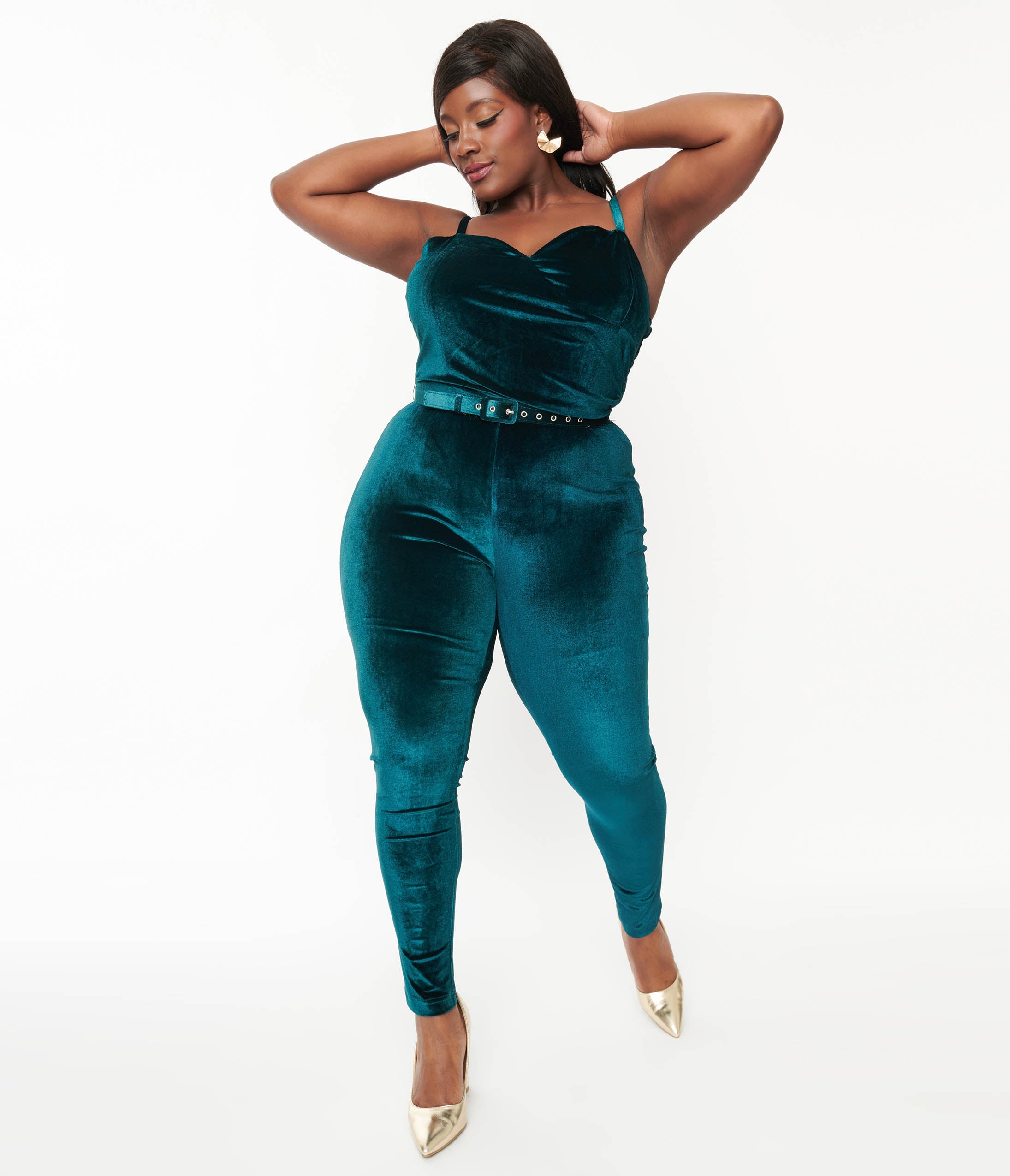 Teal 2025 velvet jumpsuit