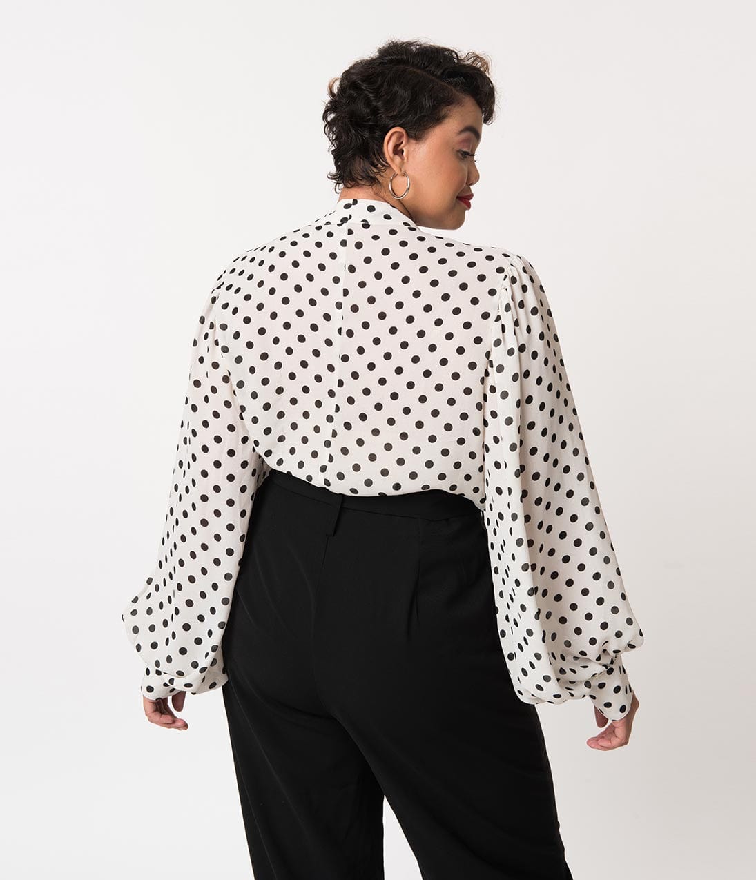 Black and white polka dot shirt plus size clearance