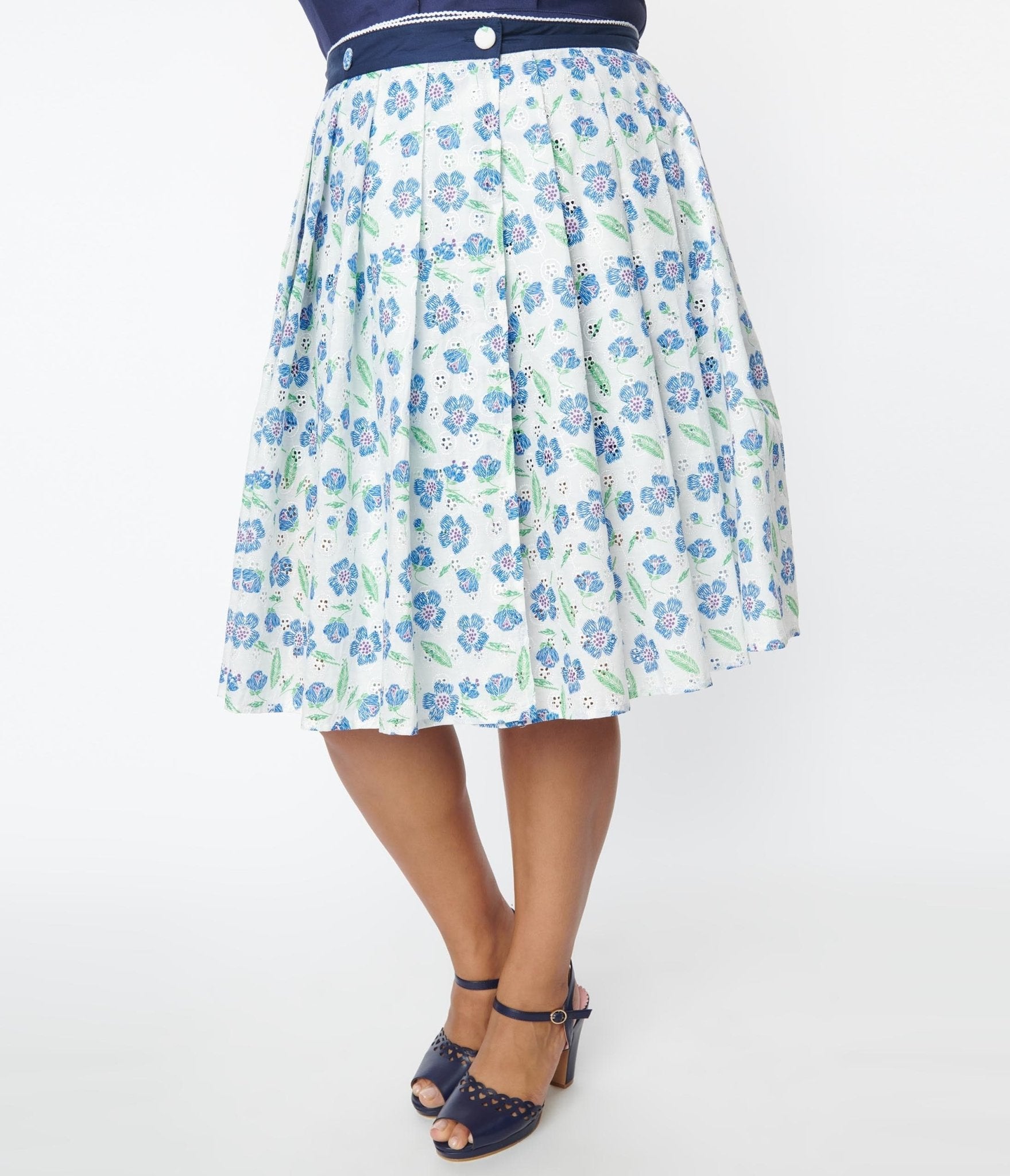 Blue swing skirt floral shop