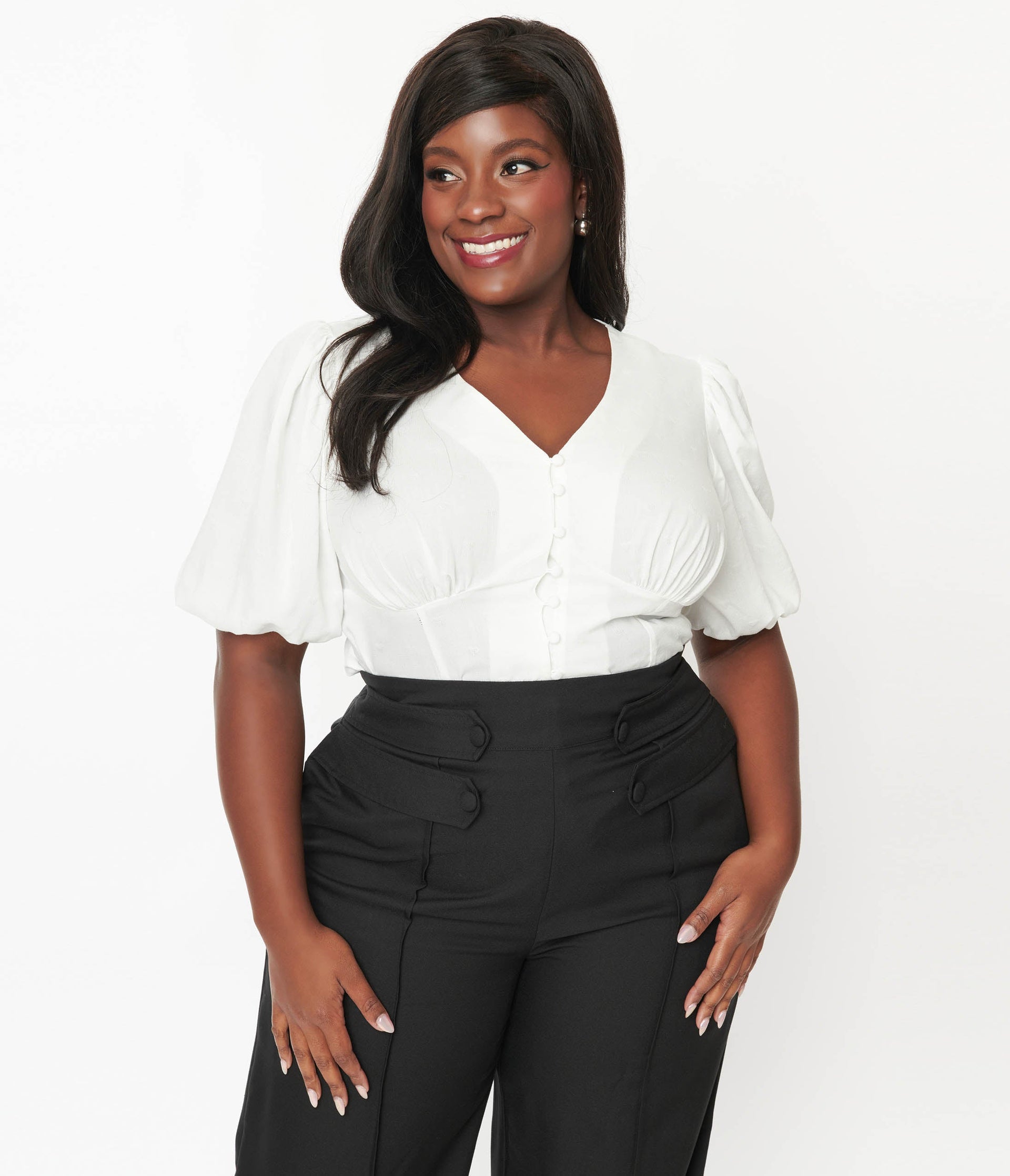 puff sleeve shirt plus size