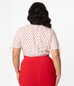 Unique Vintage Plus Size White & Red Heart Print Chita Blouse - Unique Vintage - Womens, TOPS, WOVEN TOPS