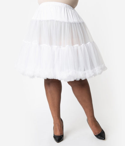 Unique Vintage Plus Size White Retro Style Ruffled Petticoat Crinoline - Unique Vintage - Womens, ACCESSORIES, PETTICOATS