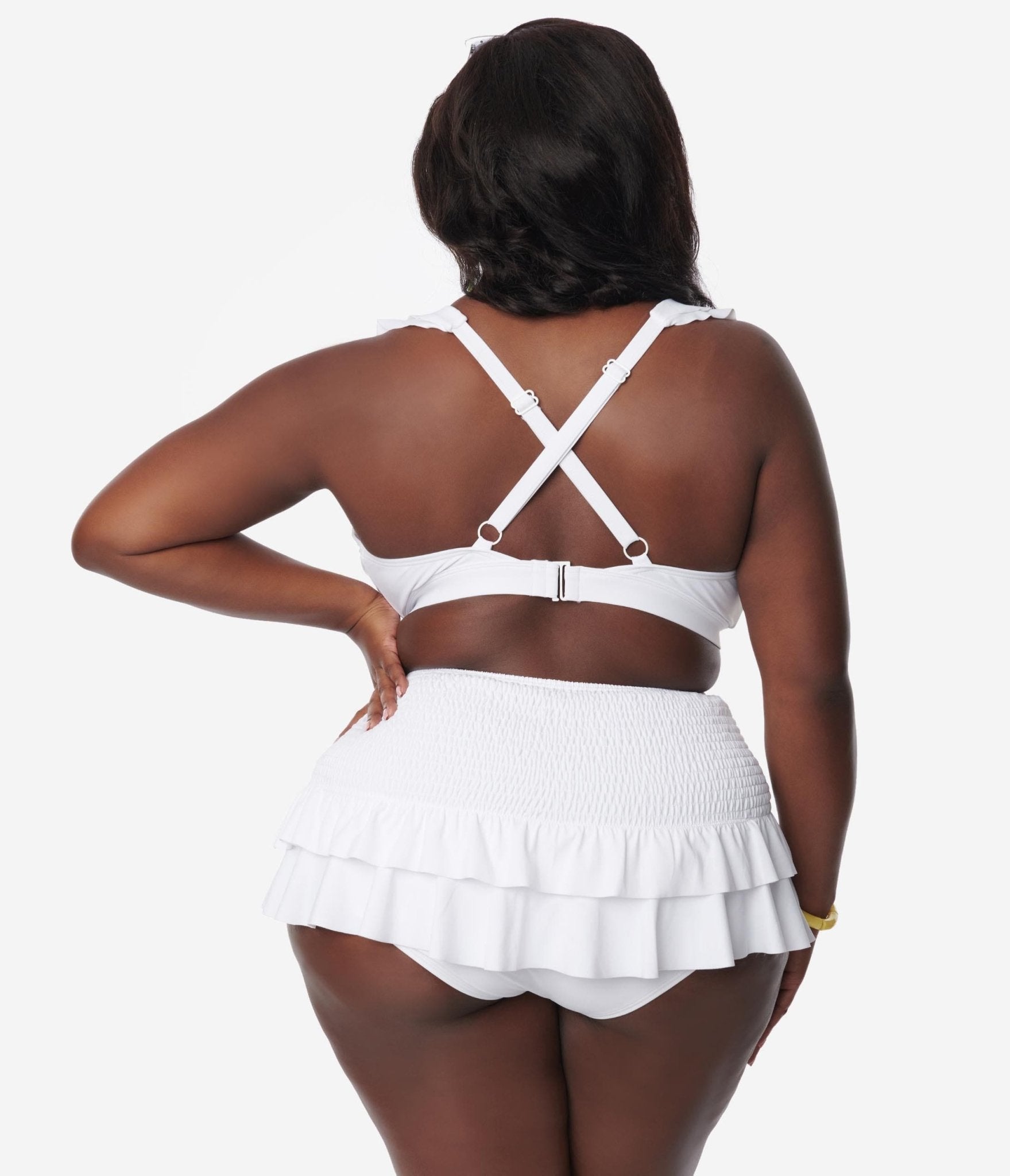Plus size ruffle swim skirt online