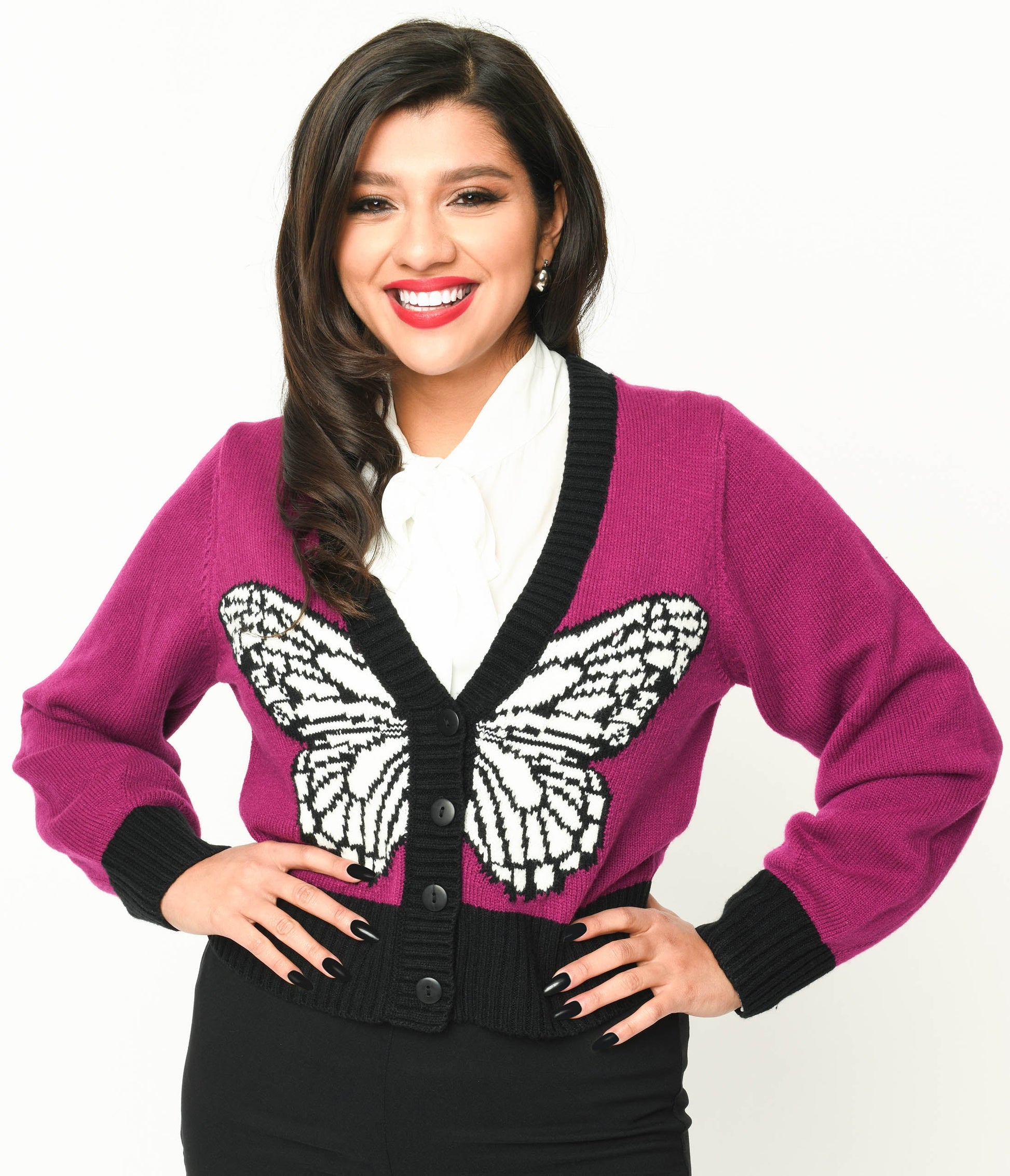 Unique Vintage Purple Butterfly Sweater Cardigan - Unique Vintage - Womens, TOPS, SWEATERS