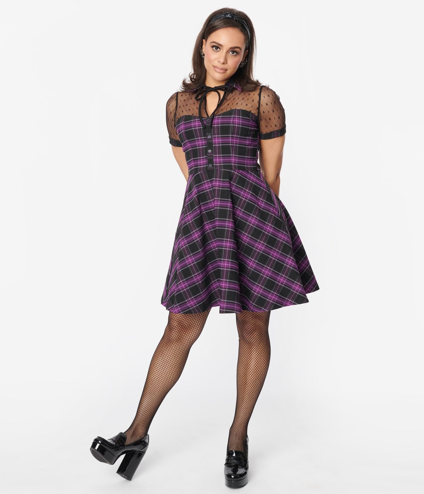 Tartan fit and flare dress sale