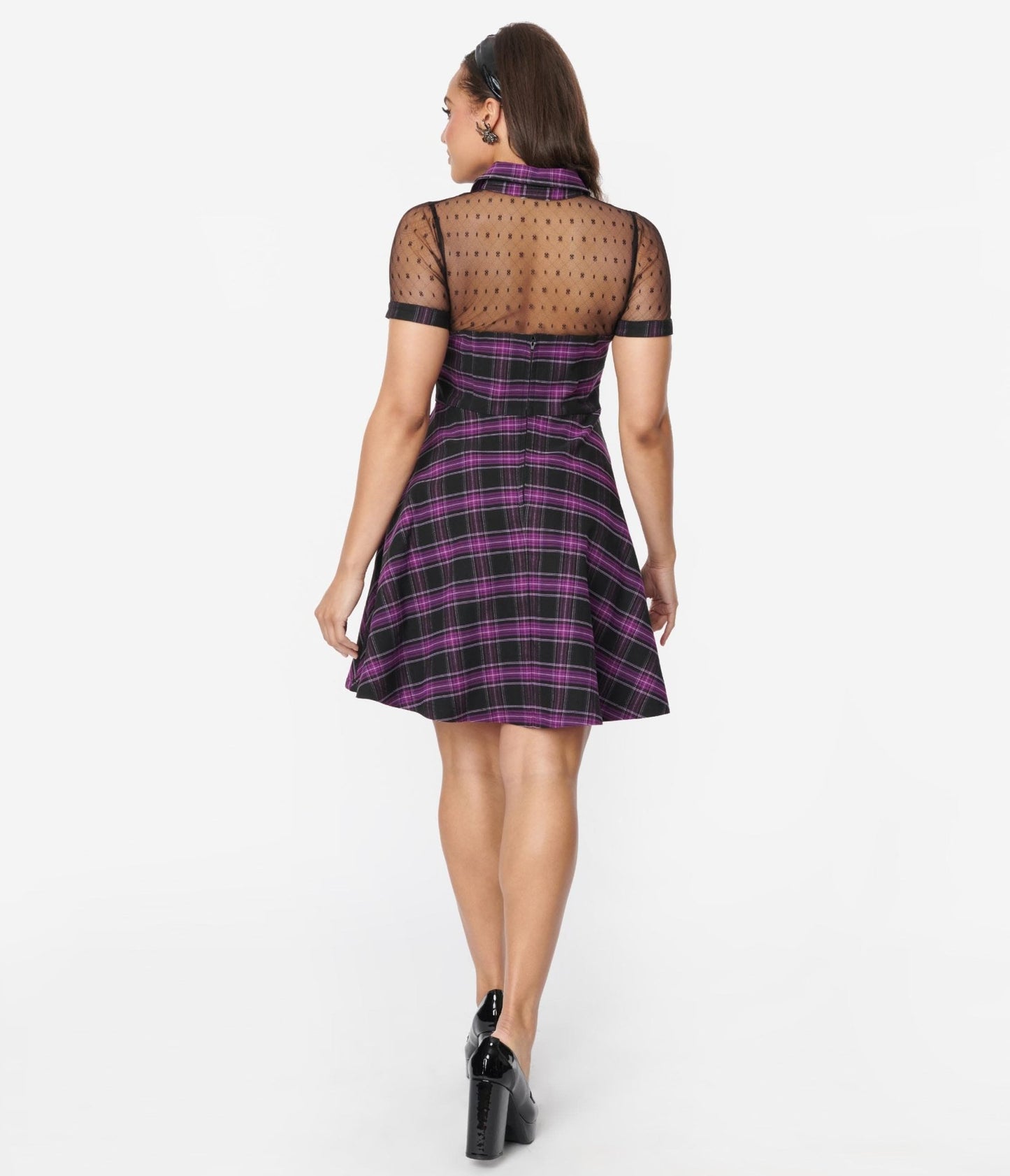 Unique Vintage Purple Plaid Fit & Flare Dress - Unique Vintage - Womens, DRESSES, FIT AND FLARE