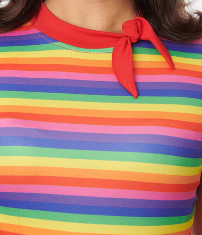 Unique Vintage Rainbow Striped Bow Sweetie Knit Top - Unique Vintage - Womens, TOPS, KNIT TOPS