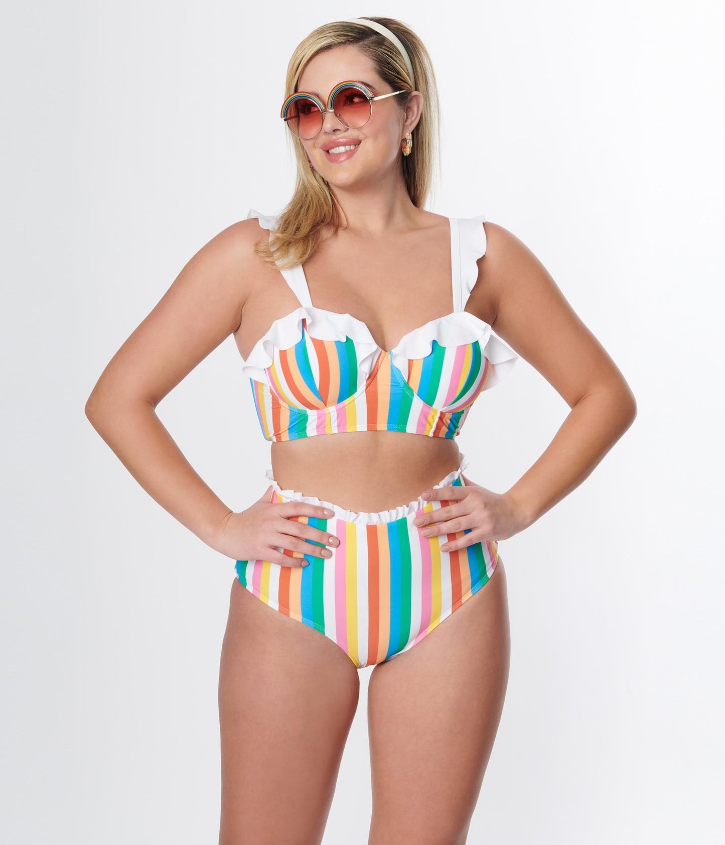Unique Vintage Rainbow Striped Cape May Swim Bottoms - Unique Vintage - Womens, SWIM, BOTTOM