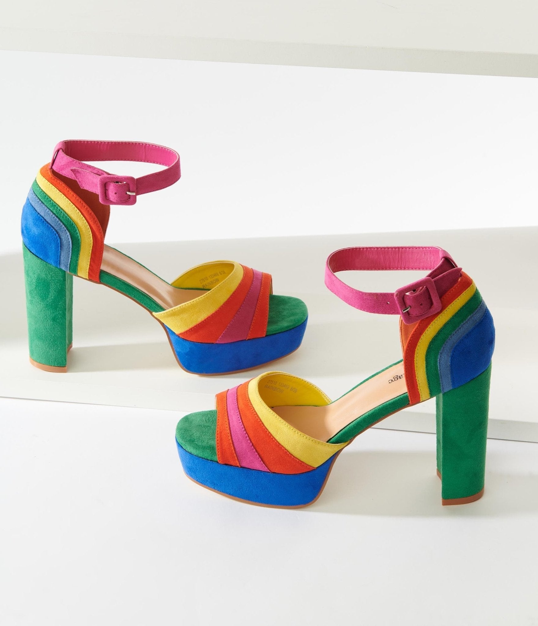 Unique Vintage Rainbow Suede Peep Toe Pumps - Unique Vintage - Womens, SHOES, HEELS