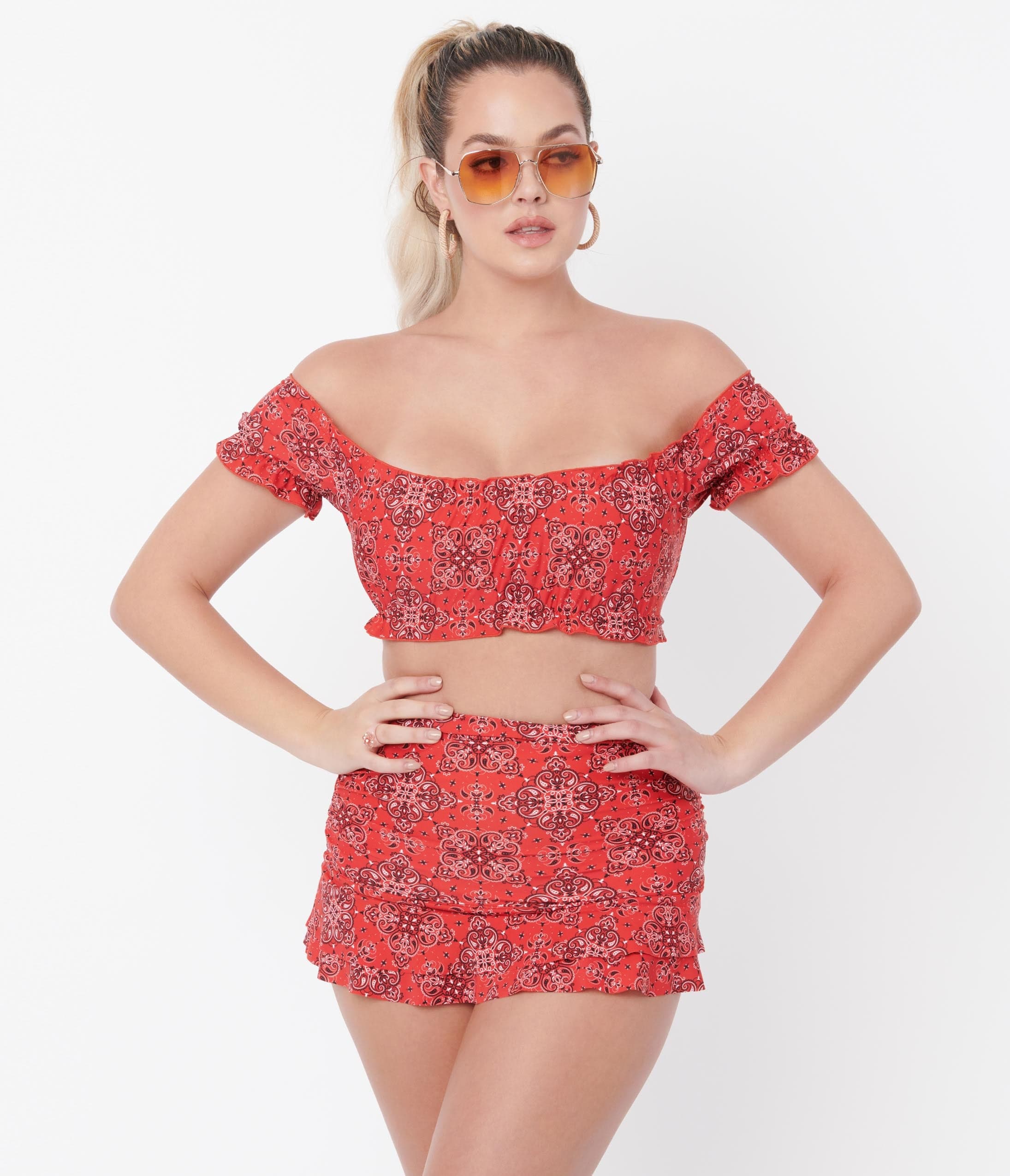 Unique Vintage Red Bandana Print Alice Swim Skirt - Unique Vintage - Womens, SWIM, BOTTOM