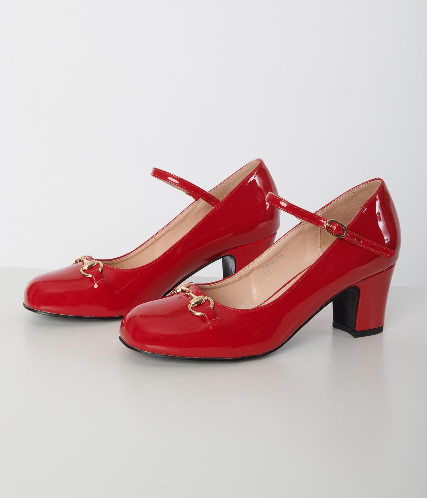 Unique Vintage Red Patent Leatherette Mary Jane Heels - Unique Vintage - Womens, SHOES, HEELS