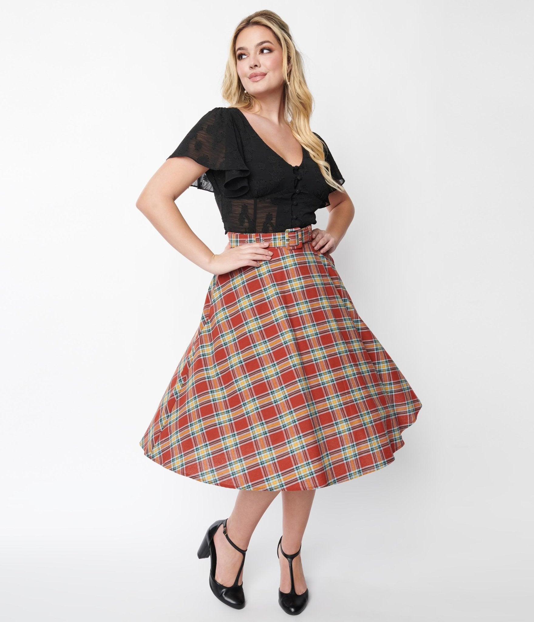 High waist swing skirt top
