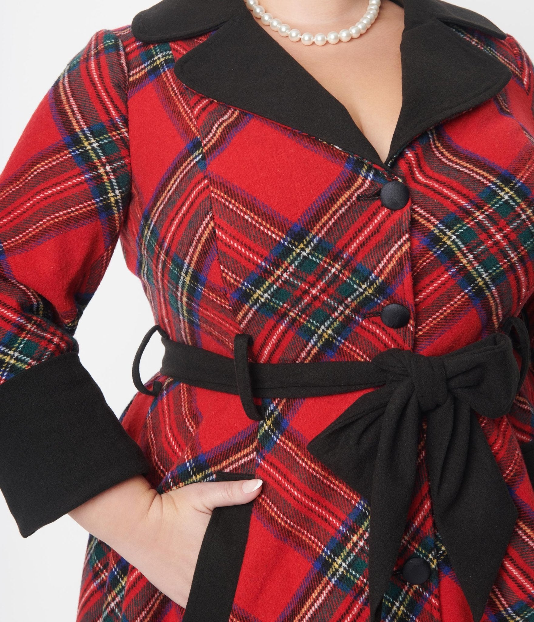 Red tartan 2025 coat womens