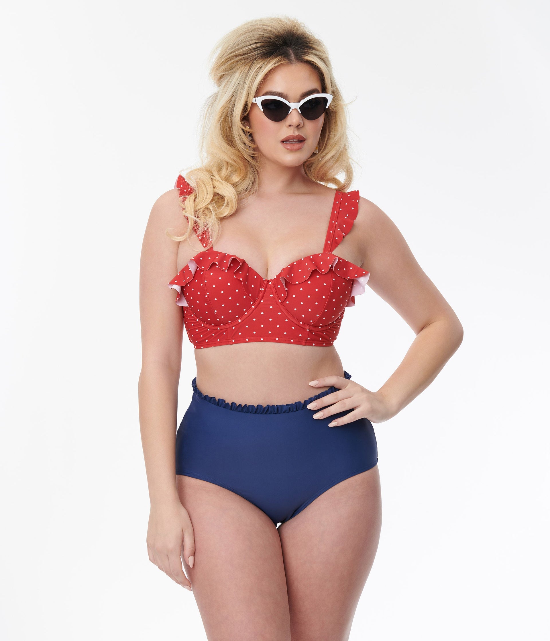 Unique Vintage Plus Size Rainbow Striped Southampton Swim Top