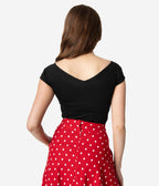 Unique Vintage Style Black Stretch Deena Top - Unique Vintage - Womens, TOPS, KNIT TOPS