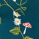 Unique Vintage Teal Mushroom & Daisy Embroidered Cardigan - Unique Vintage - Womens, TOPS, SWEATERS