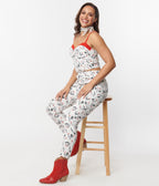 Unique Vintage White Chicken Print Cropped Capris - Unique Vintage - Womens, BOTTOMS, CAPRI