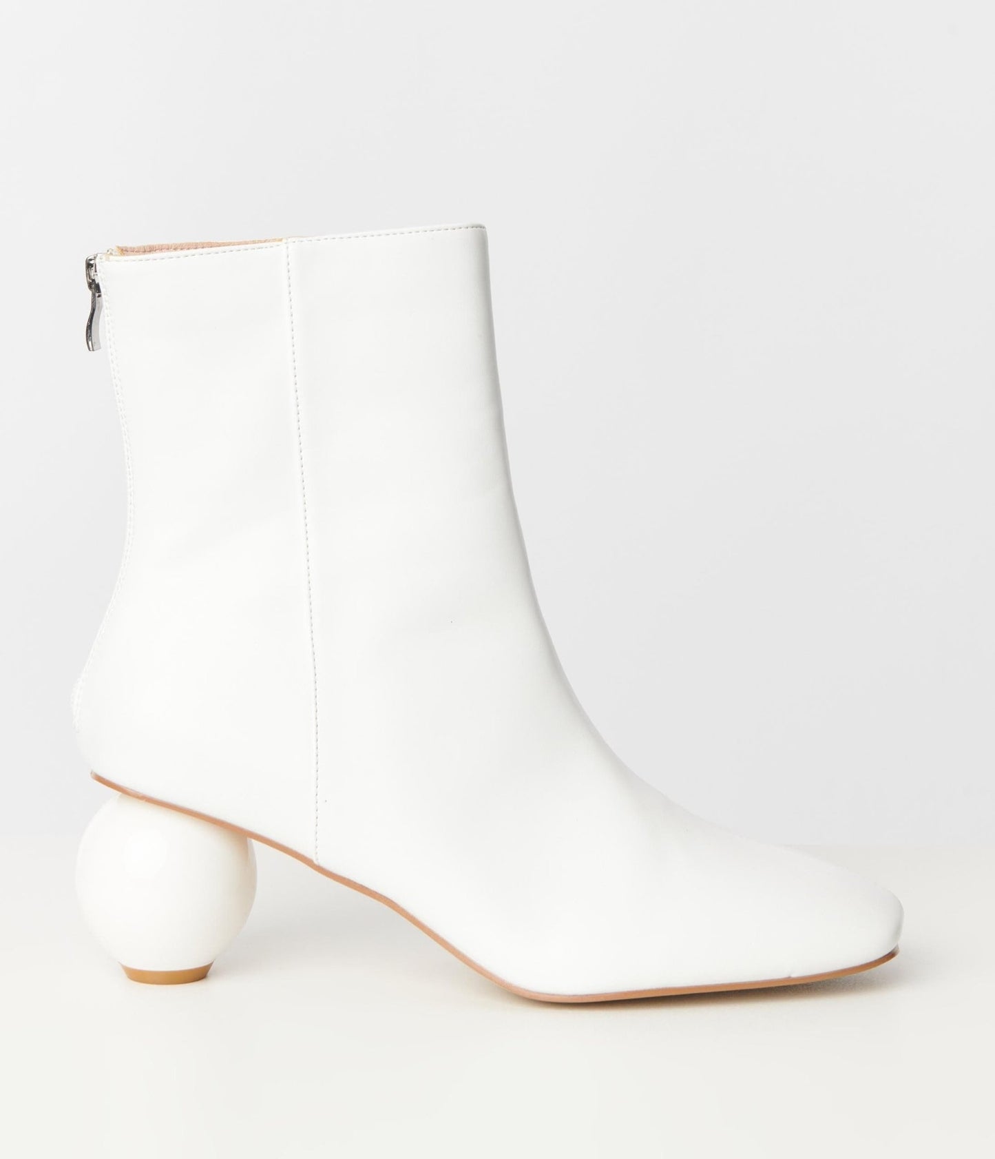 Unique Vintage White Leatherette Ball Heel Booties - Unique Vintage - Womens, SHOES, BOOTS