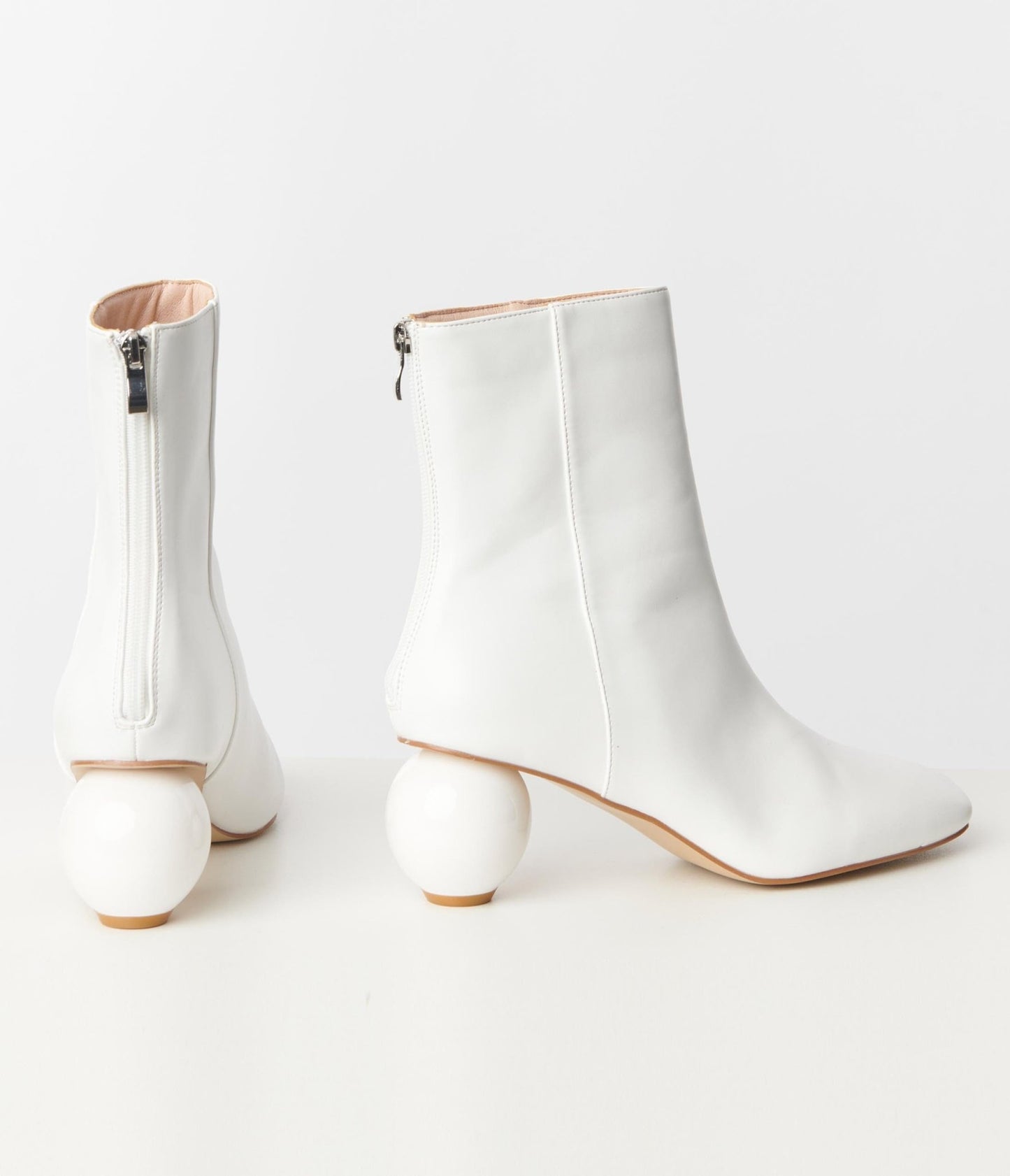 Unique Vintage White Leatherette Ball Heel Booties - Unique Vintage - Womens, SHOES, BOOTS