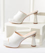 Unique Vintage White Leatherette Spiral Ball Mule Heels