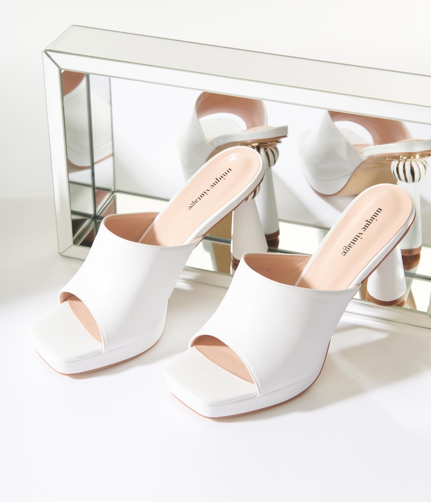 Women's Lole White Skin Heels Shoes | STREETMODE ™