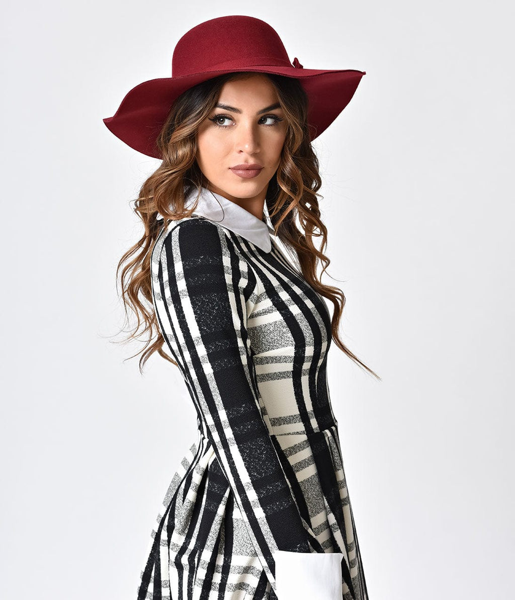 Vintage Style Burgundy Felt Wide Floppy Hat - Unique Vintage - Womens, ACCESSORIES, HATS