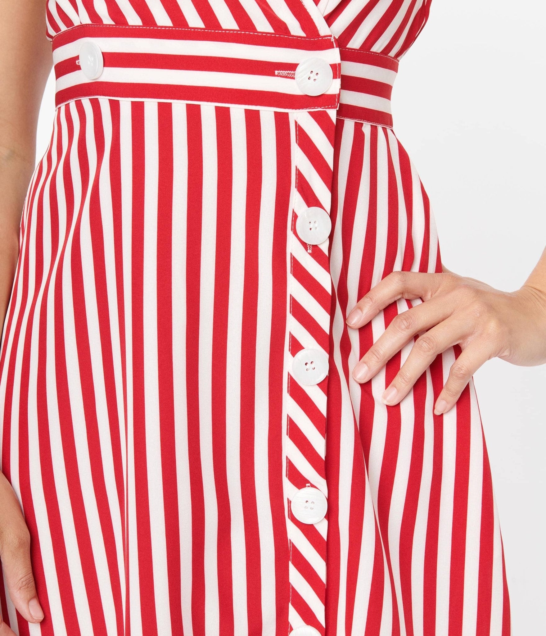 Voodoo Vixen Red & White Striped Flare Dress - Unique Vintage - Womens, DRESSES, FIT AND FLARE