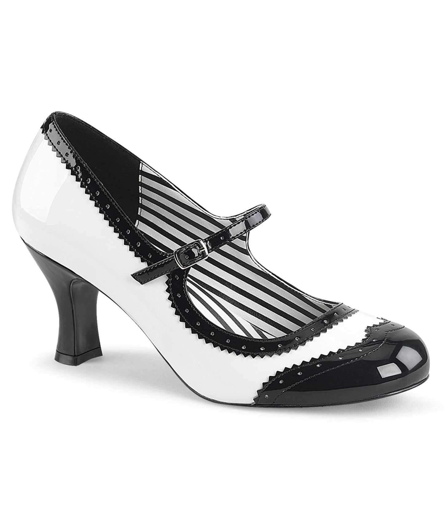 White & Black Spectator Mary Jane Kitten Heel Pumps Unique Vintage
