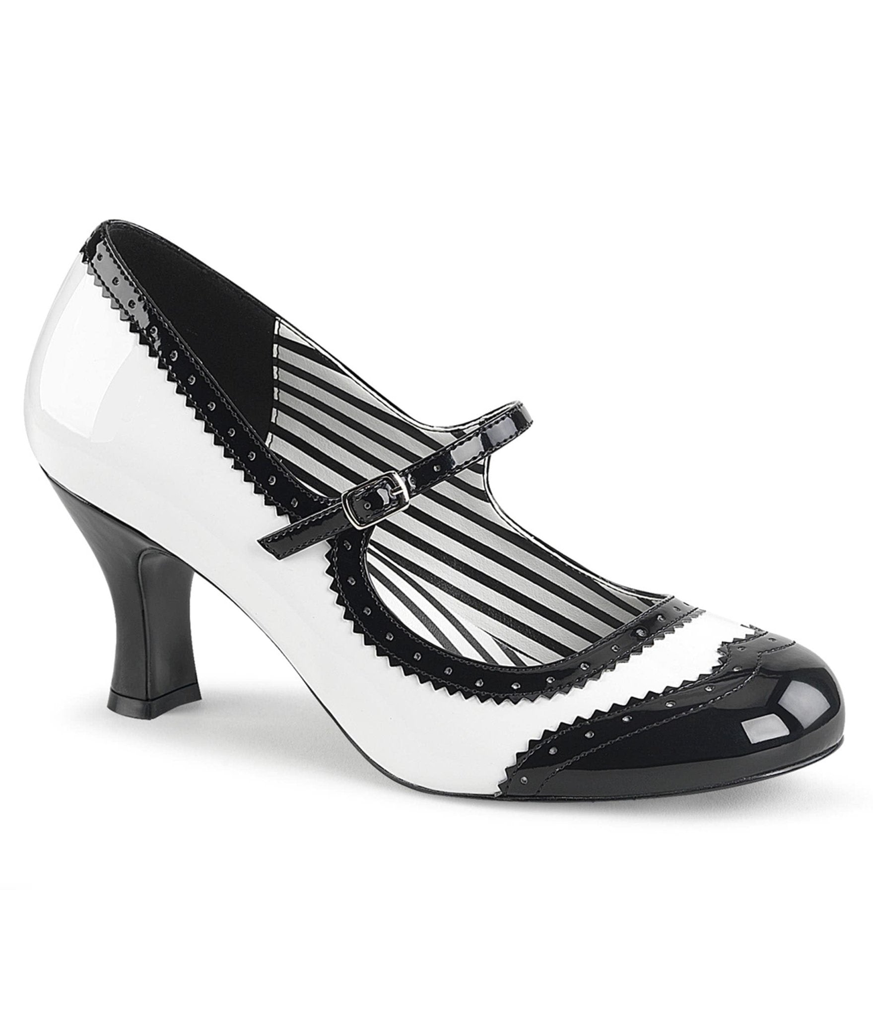 White & Black Spectator Mary Jane Kitten Heel Pumps – Unique Vintage