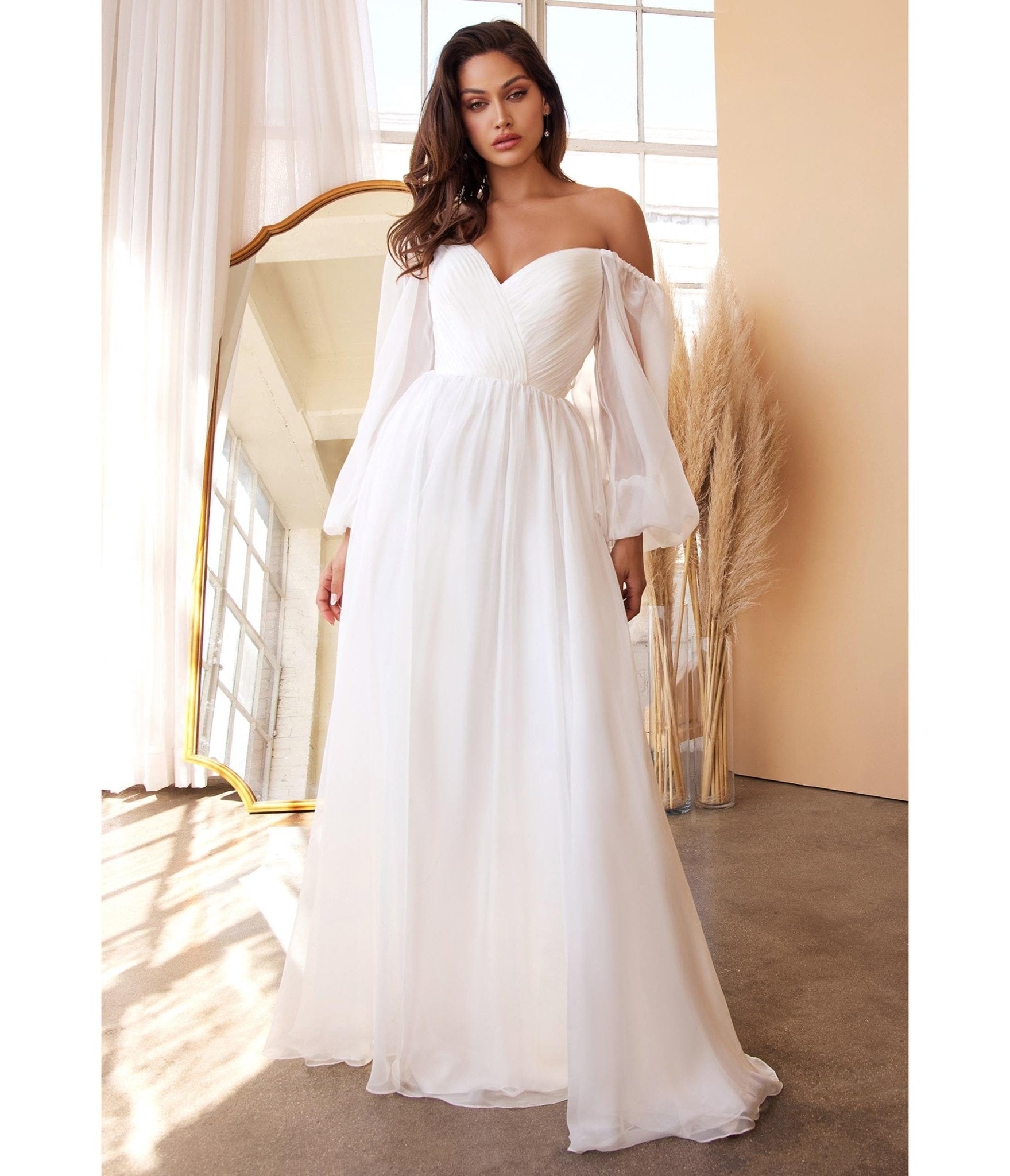 White Chiffon Sweetheart Bridal Goddess Gown - Unique Vintage - Womens, DRESSES, BRIDAL
