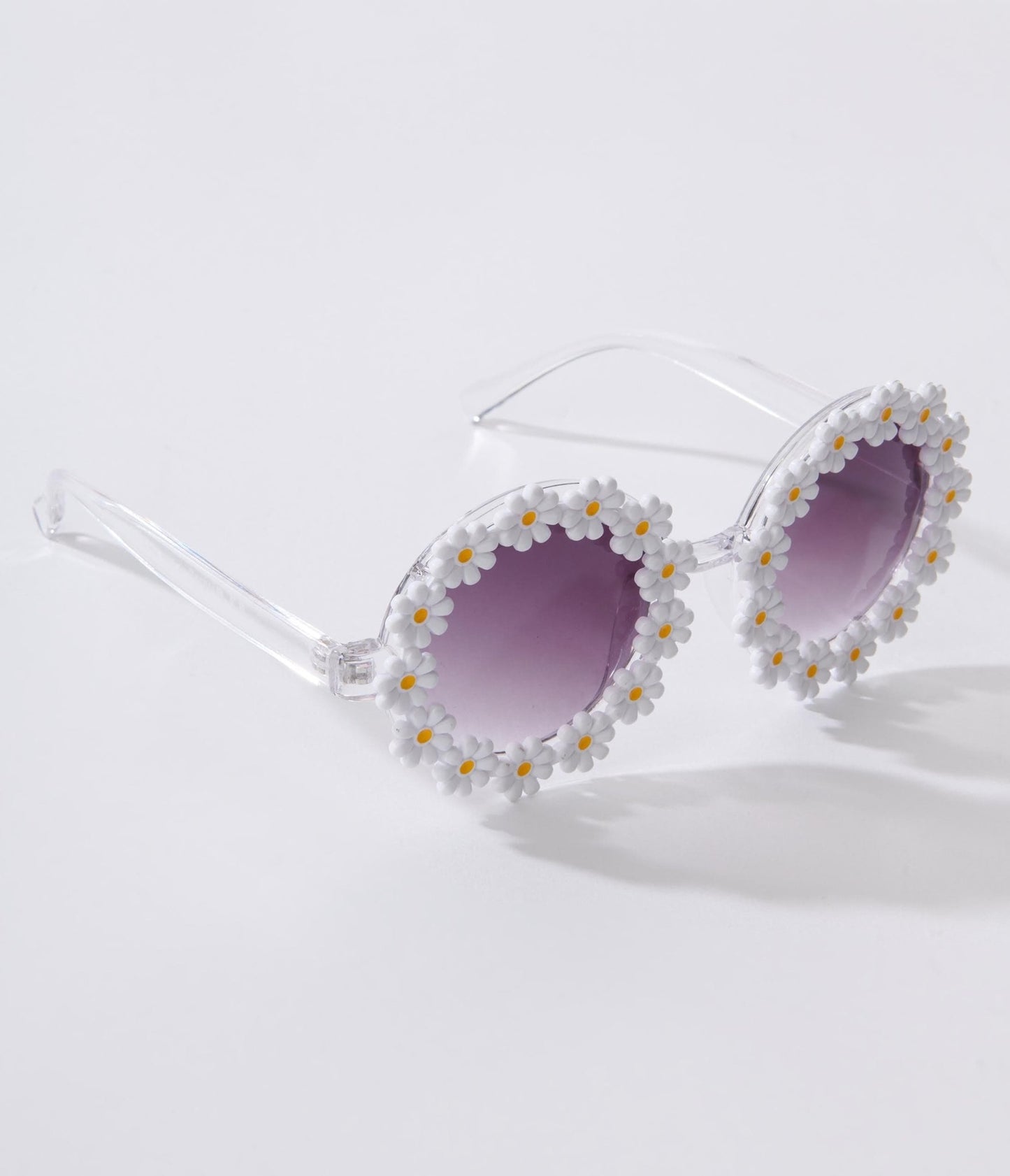 White Daisy Round Sunglasses - Unique Vintage - Womens, ACCESSORIES, SUNGLASSES