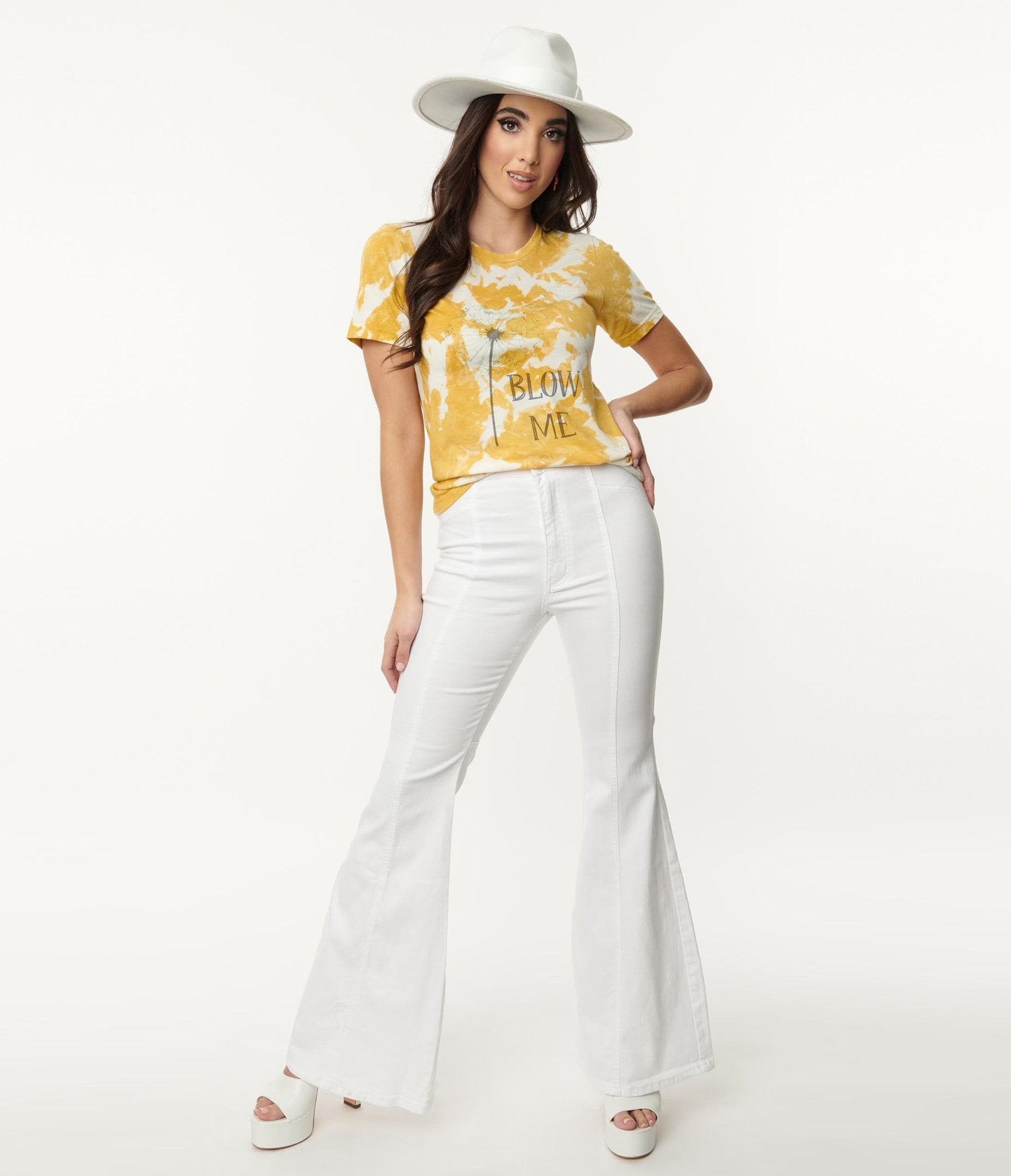 White Denim Flare Jeans - Unique Vintage - Womens, BOTTOMS, JEANS