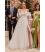Cinderella Divine  White Floral Tulle A-Line Bridal Ball Gown