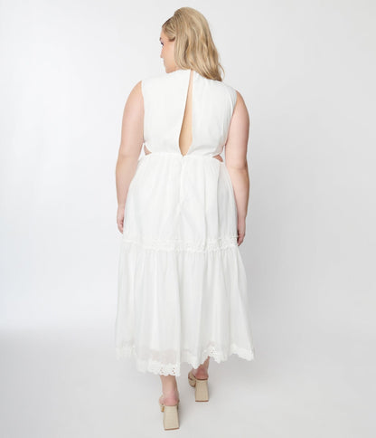 White Lace Front Midi Dress - Unique Vintage - Womens, DRESSES, MIDI