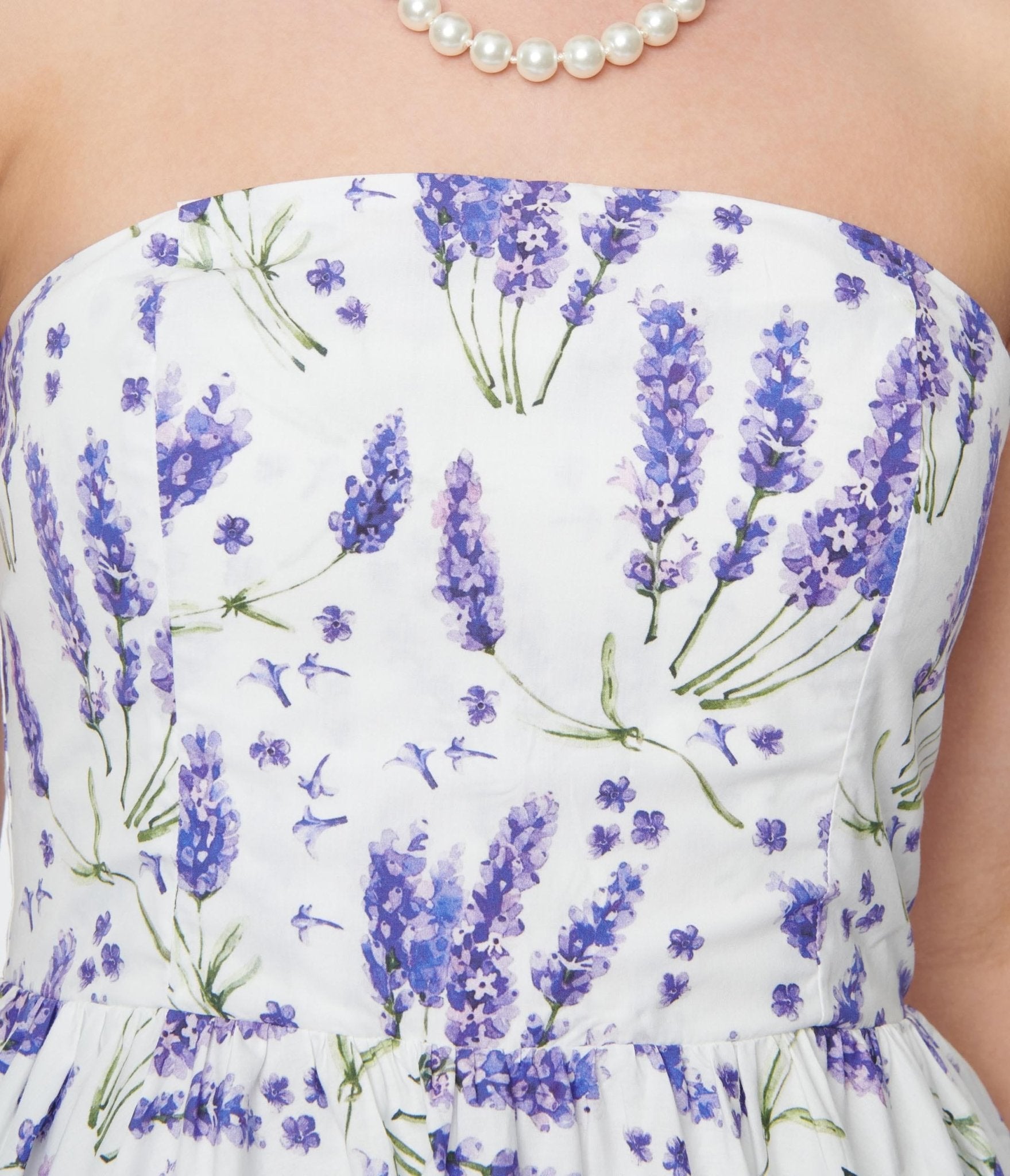 White & Lavender Floral Print Swing Dress - Unique Vintage - Womens, DRESSES, SWING