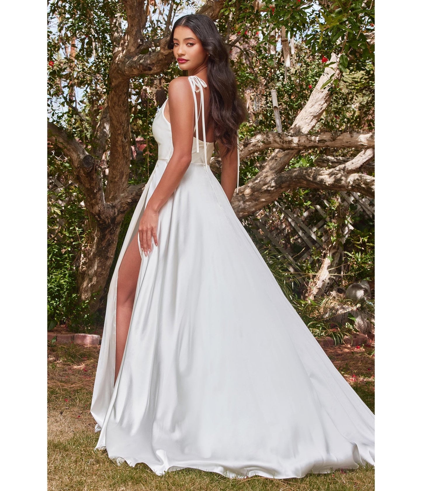 White Liquid Satin Bridal Dress - Unique Vintage - Womens, DRESSES, BRIDAL