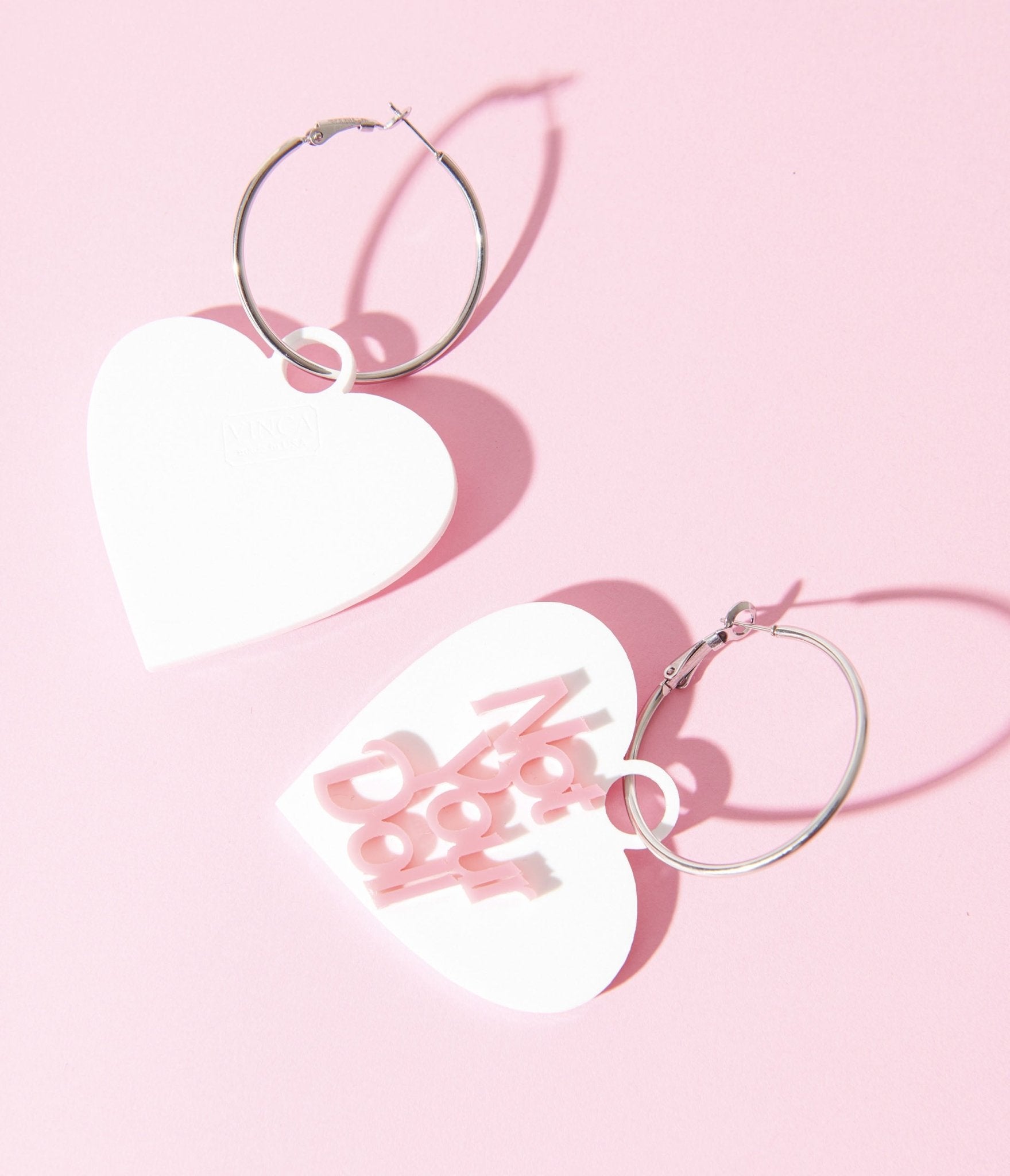 White Not Your Doll Heart Hoop Earrings - Unique Vintage - Womens, ACCESSORIES, JEWELRY