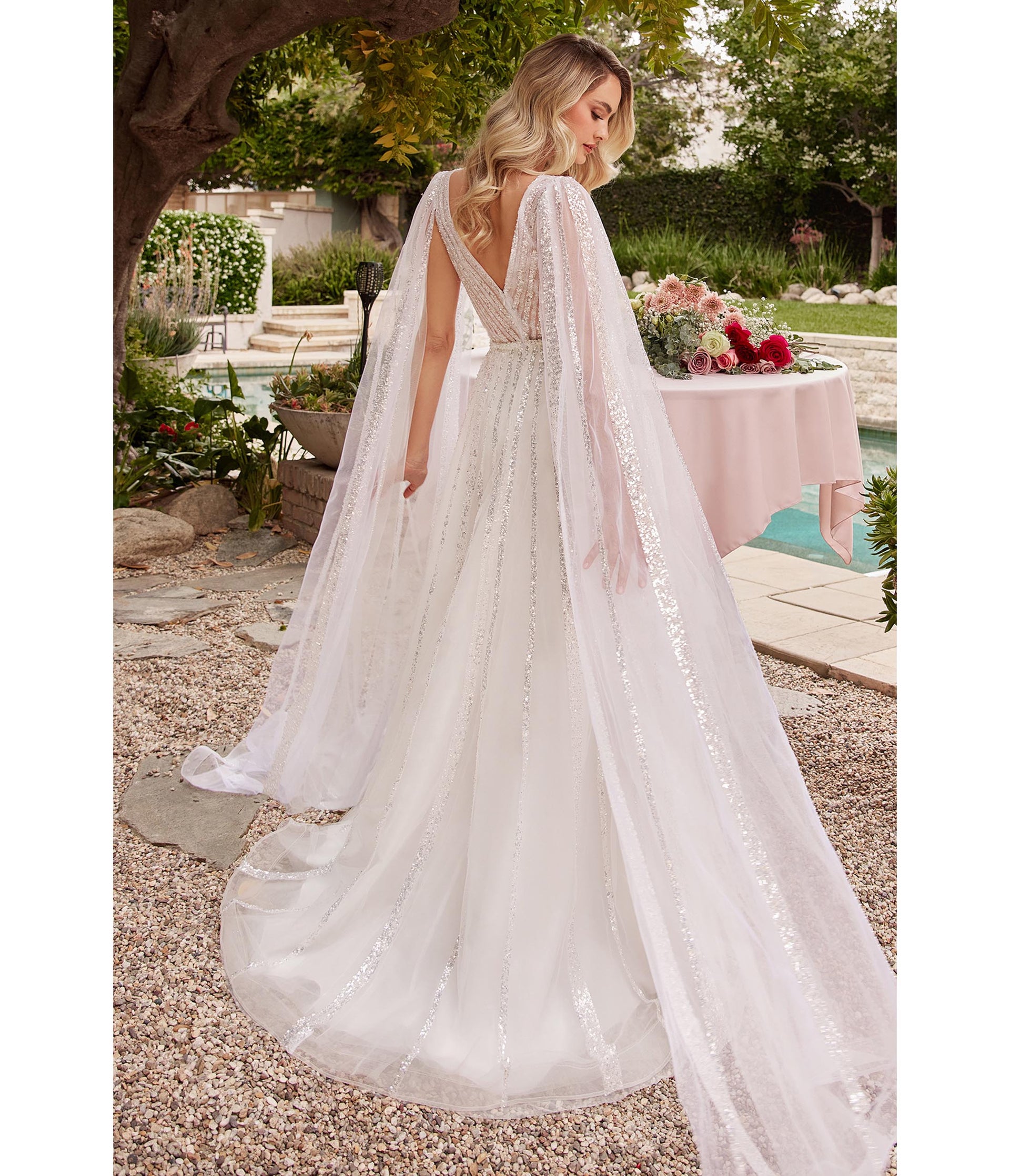Cinderella Divine White & Silver Sequin Stripe A-Line Bridal Gown – Unique  Vintage