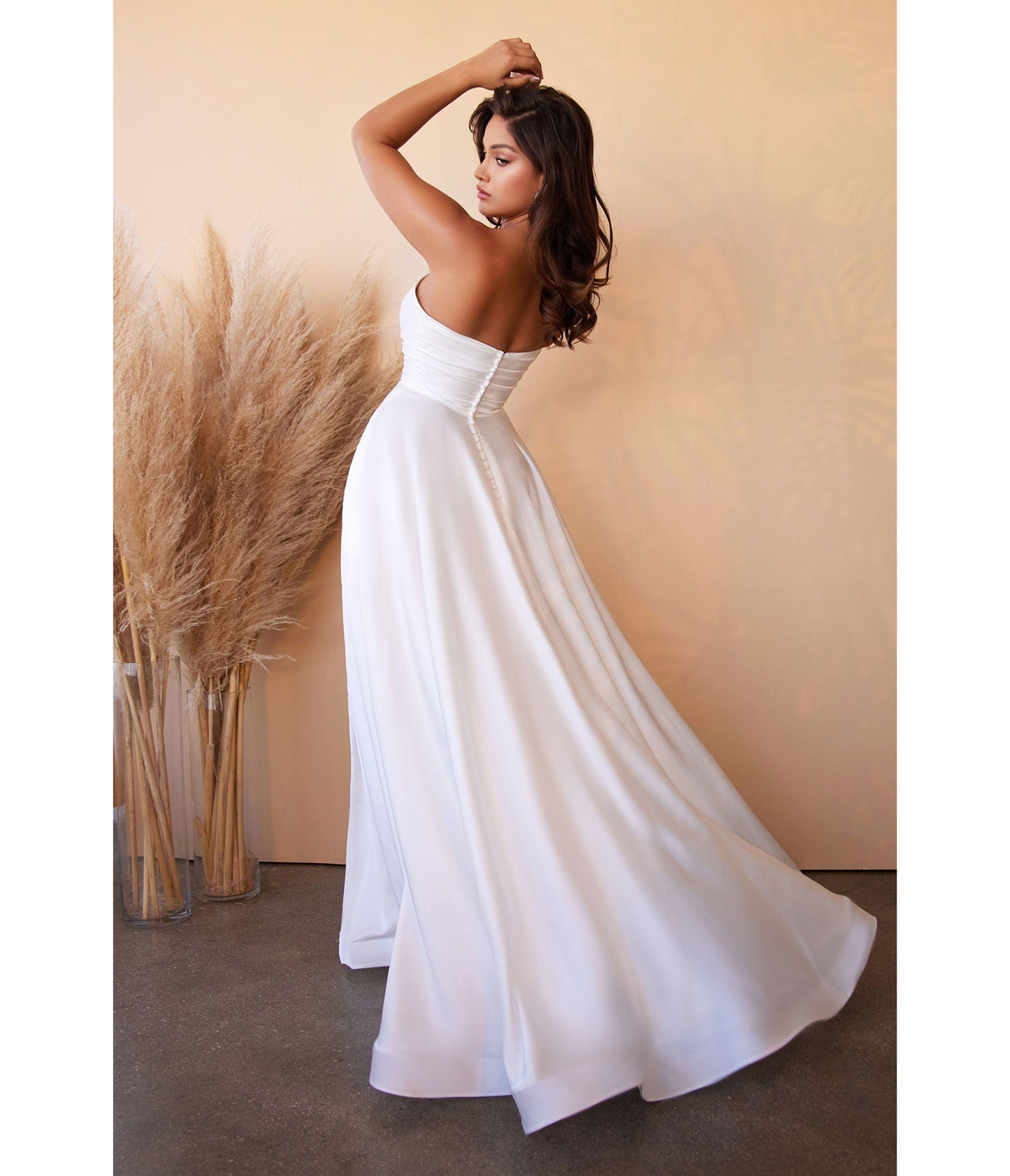 White Strapless Sweetheart Satin Bridal Gown - Unique Vintage - Womens, DRESSES, PROM AND SPECIAL OCCASION