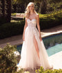 Cinderella Divine  White Tulle & Floral Lace Strapless Bridal Gown