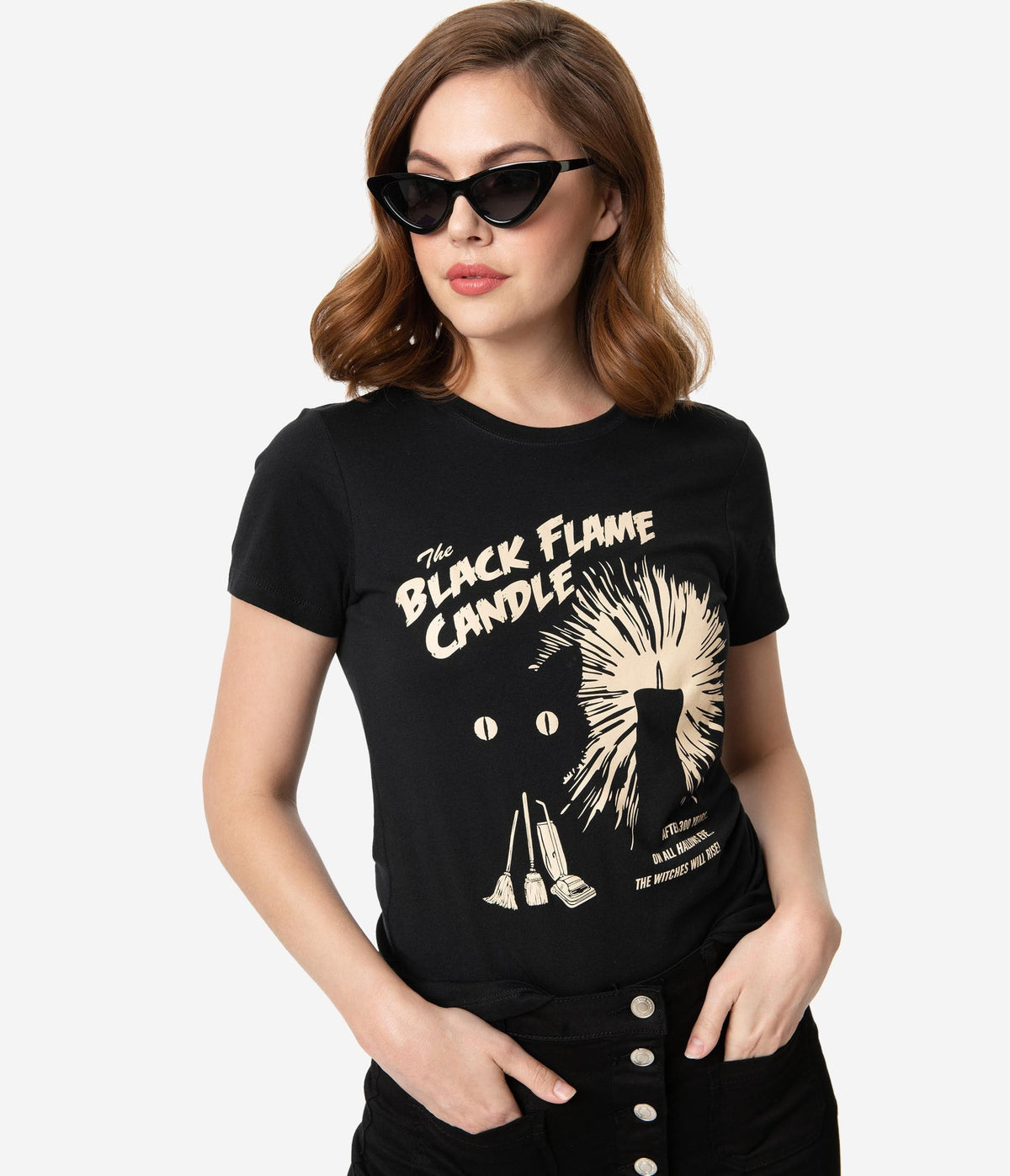 Whosits And Whatsits Black Flame Candle Womens Tee - Unique Vintage - Womens, HALLOWEEN, GRAPHIC TEES