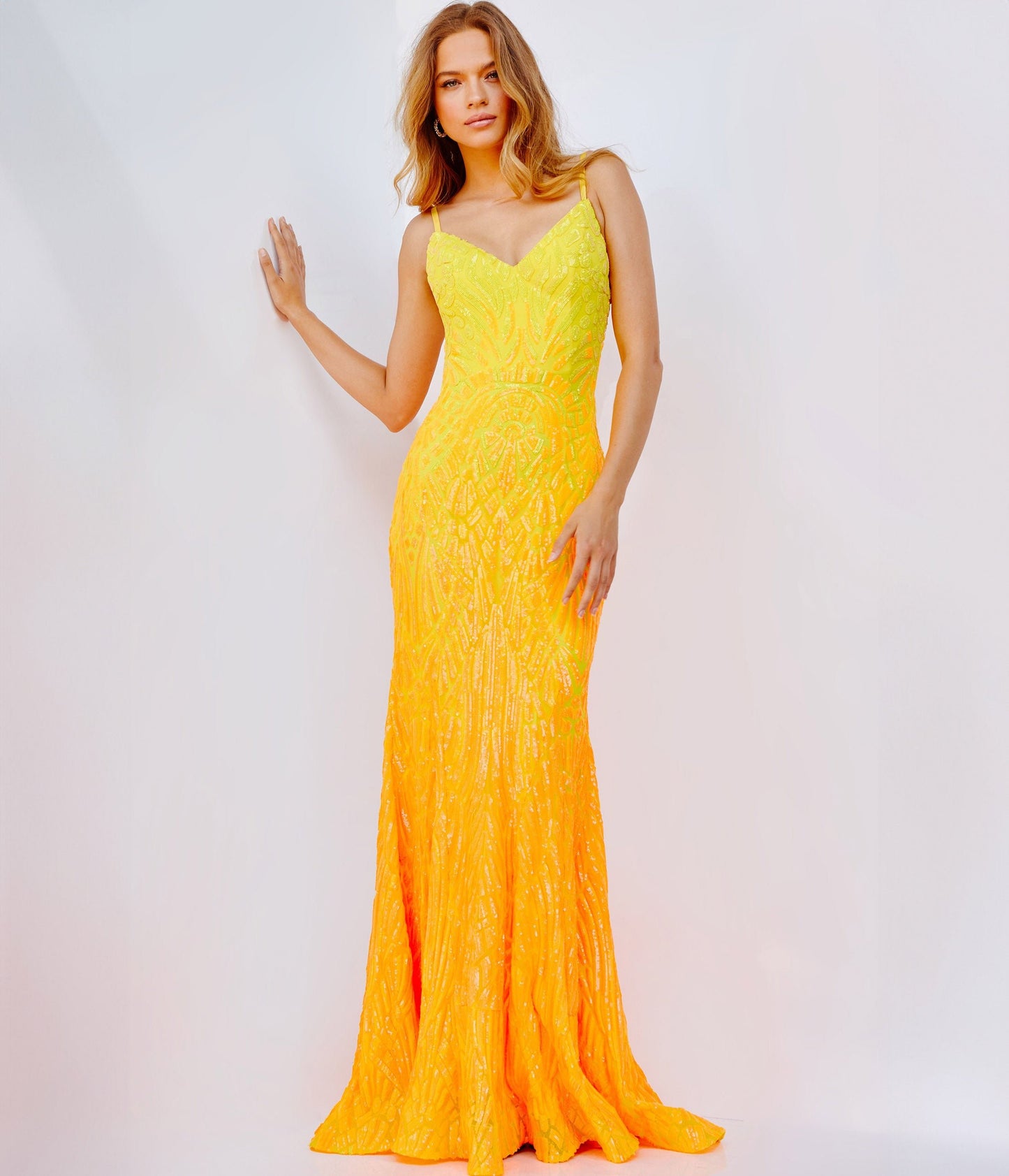 Yellow & Orange Ombre Sequin Trumpet Dress - Unique Vintage - Womens, DRESSES, PROM AND SPECIAL OCCASION